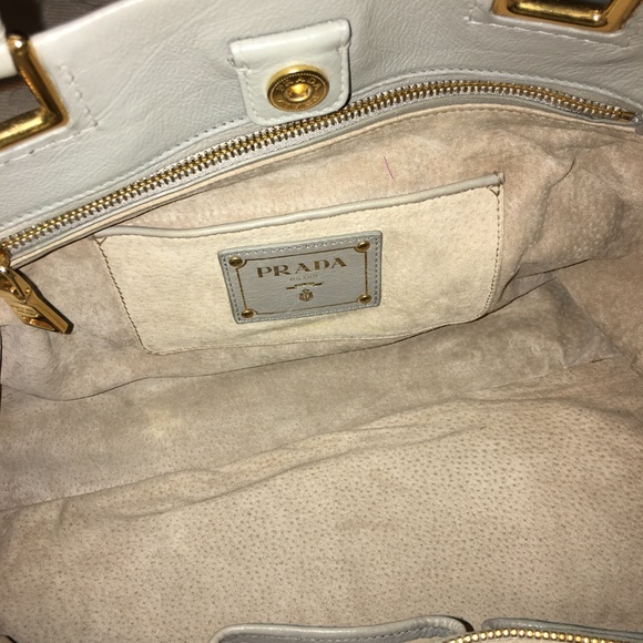 Prada | Bags | Prada Light Grey Taupe Leather Shopping Satchel | Poshmark